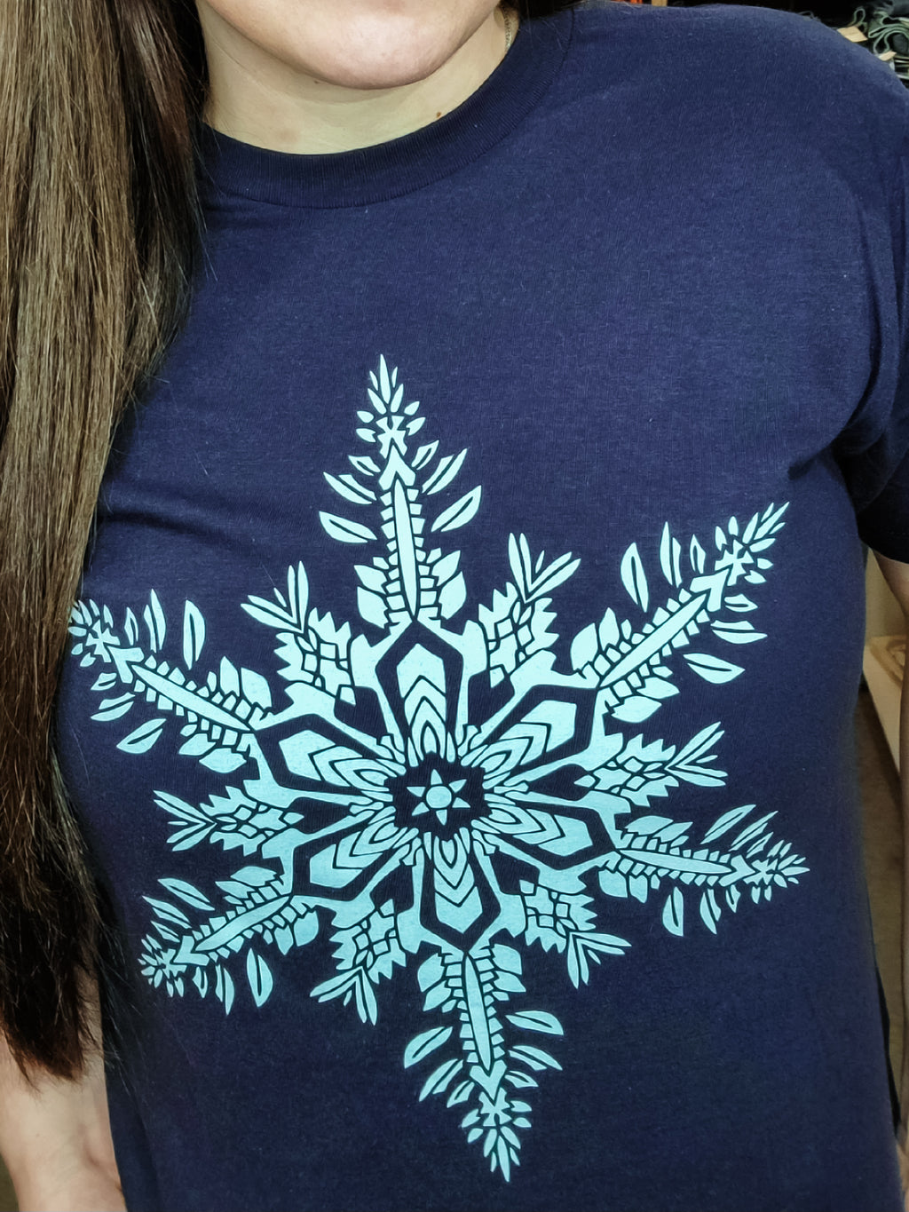 Snowflake Graphic Tee Shirt- Navy