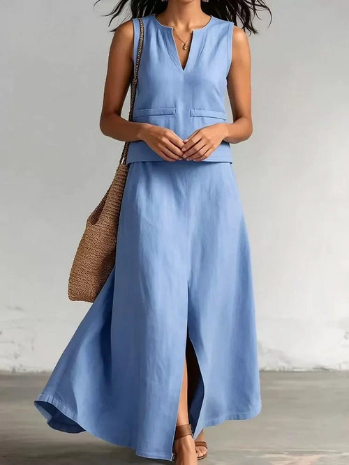 Sadie Flowy Linen Skirt Set