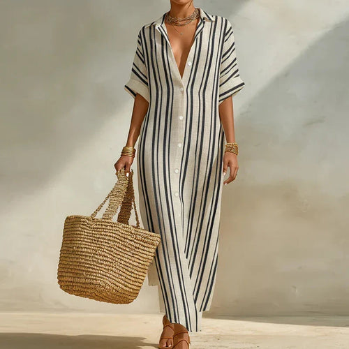 Olivia Linen Long Shirt Dress