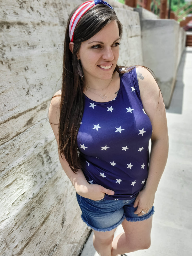 Stars In Her Eyes Tank Top- Navy