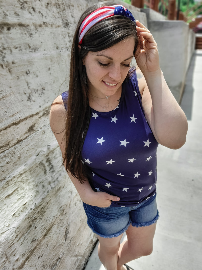 Stars In Her Eyes Tank Top- Navy