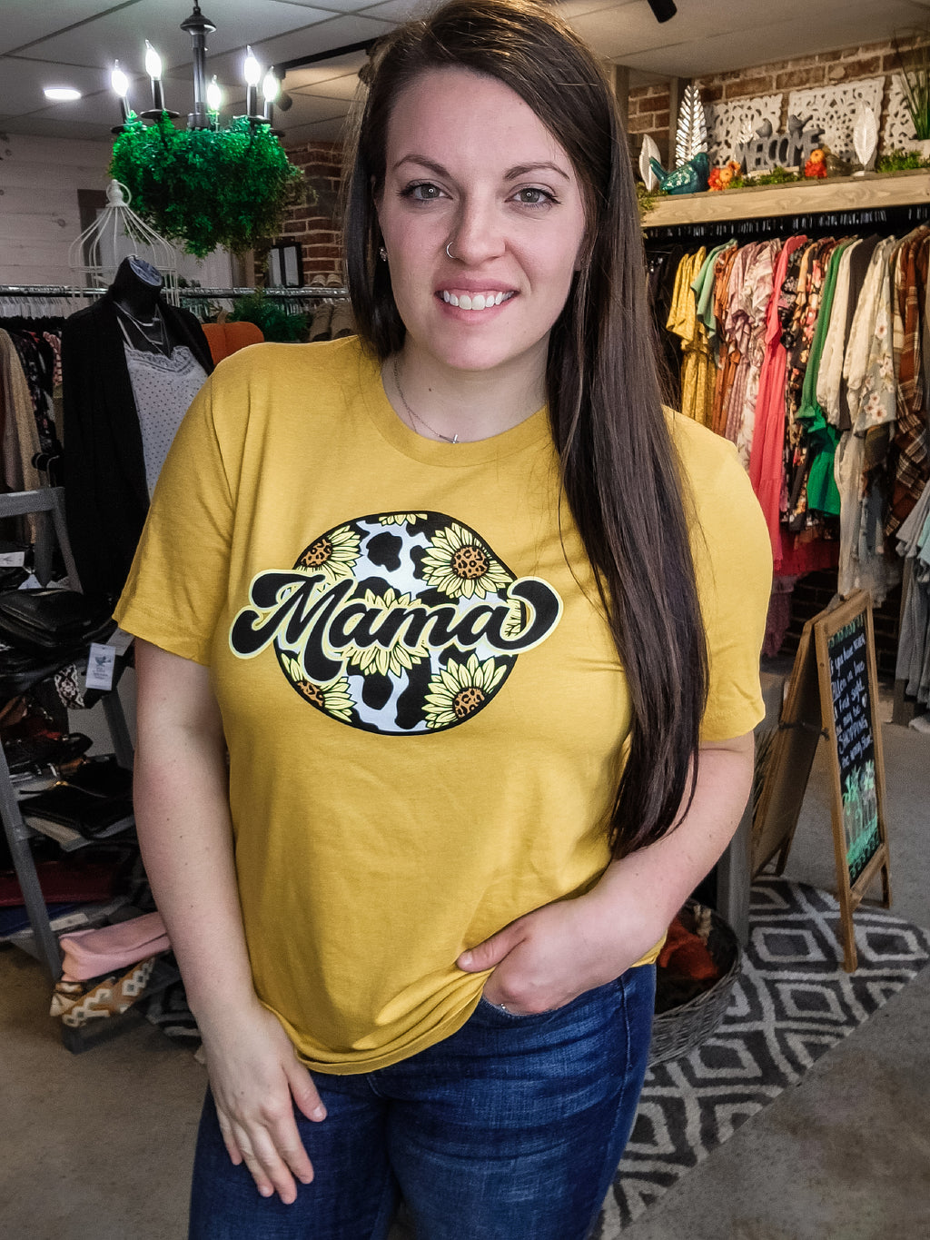 Sunflower Mama Graphic Tee- Mustard