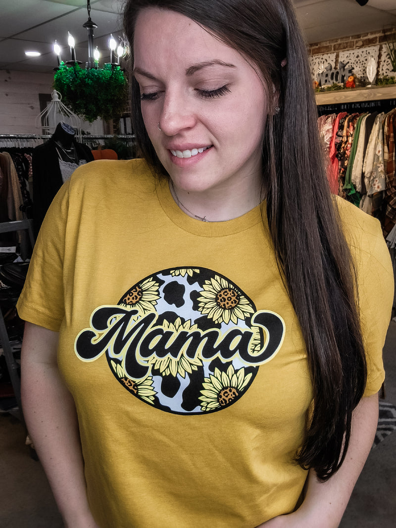 Sunflower Mama Graphic Tee- Mustard
