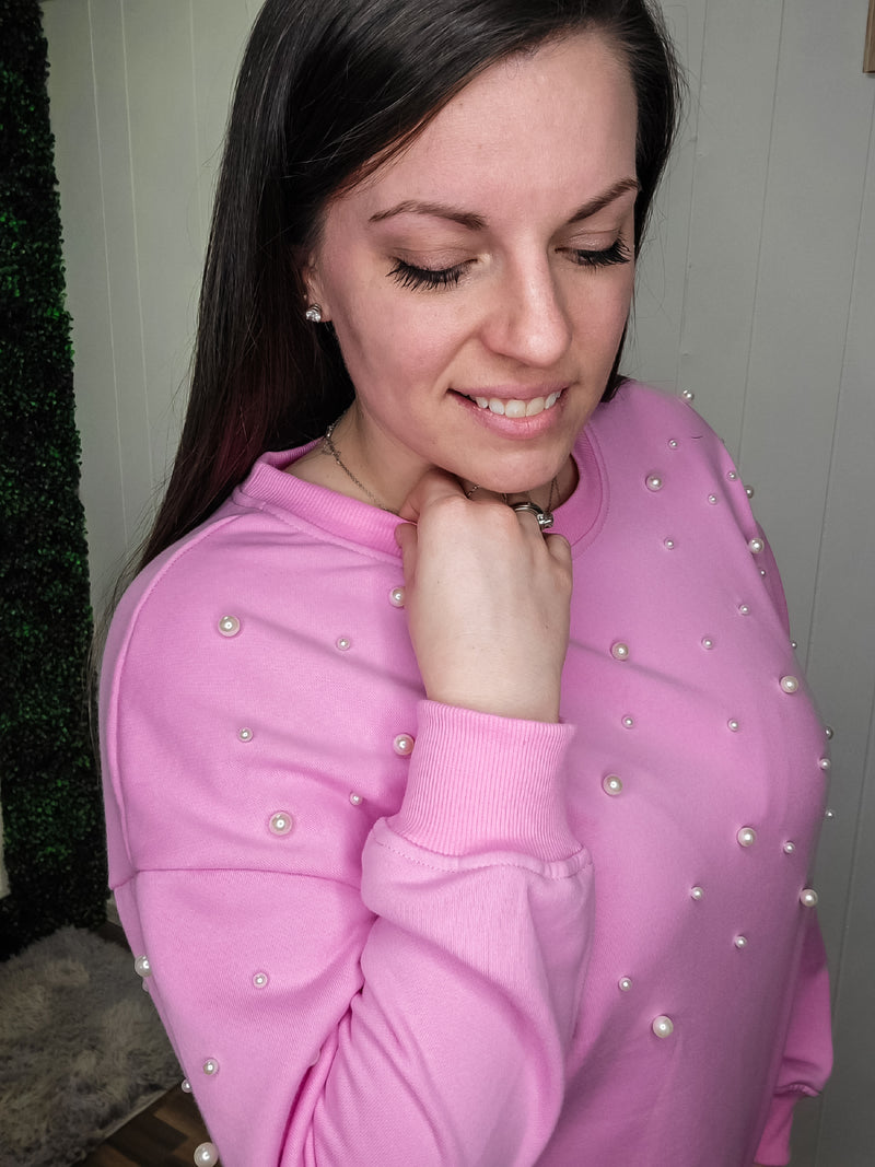 Tickle Me Pink Pearl Pullover- Pink