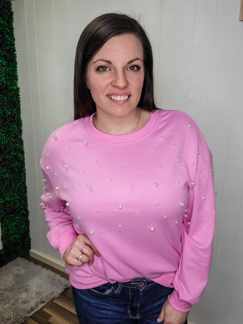 Tickle Me Pink Pearl Pullover- Pink