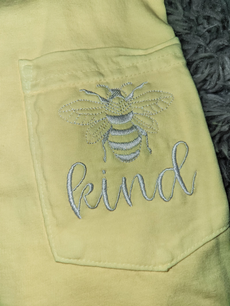 BEE Kind Comfort Colors Pocket Tee- Light Yellow