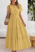 Marina Boho Short Sleeve Smocked Midi Dress