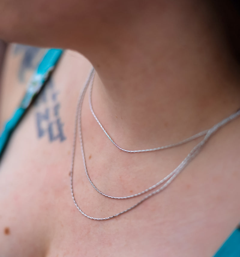 So Simple 3 Layered Chain Necklace- Silver