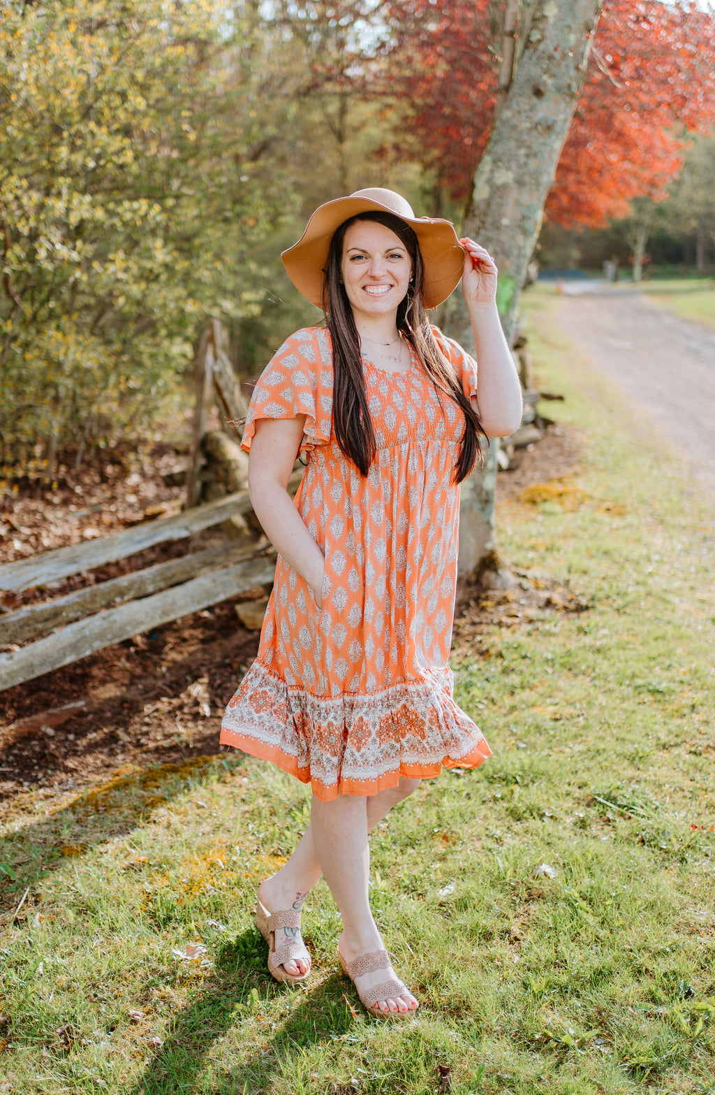 Almost Like Being In Love Boho Smocked Dress- Peach