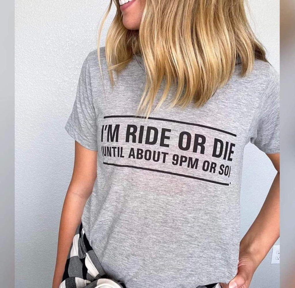 Ride or Die Graphic Tee- Heather Gray