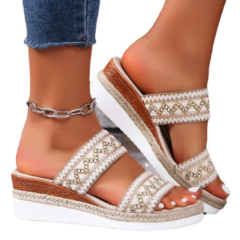 Shandi Weaved Canvas Wedge Sandal