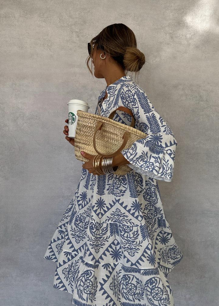 Maelle Boho Patterned Long Sleeve Mini Dress