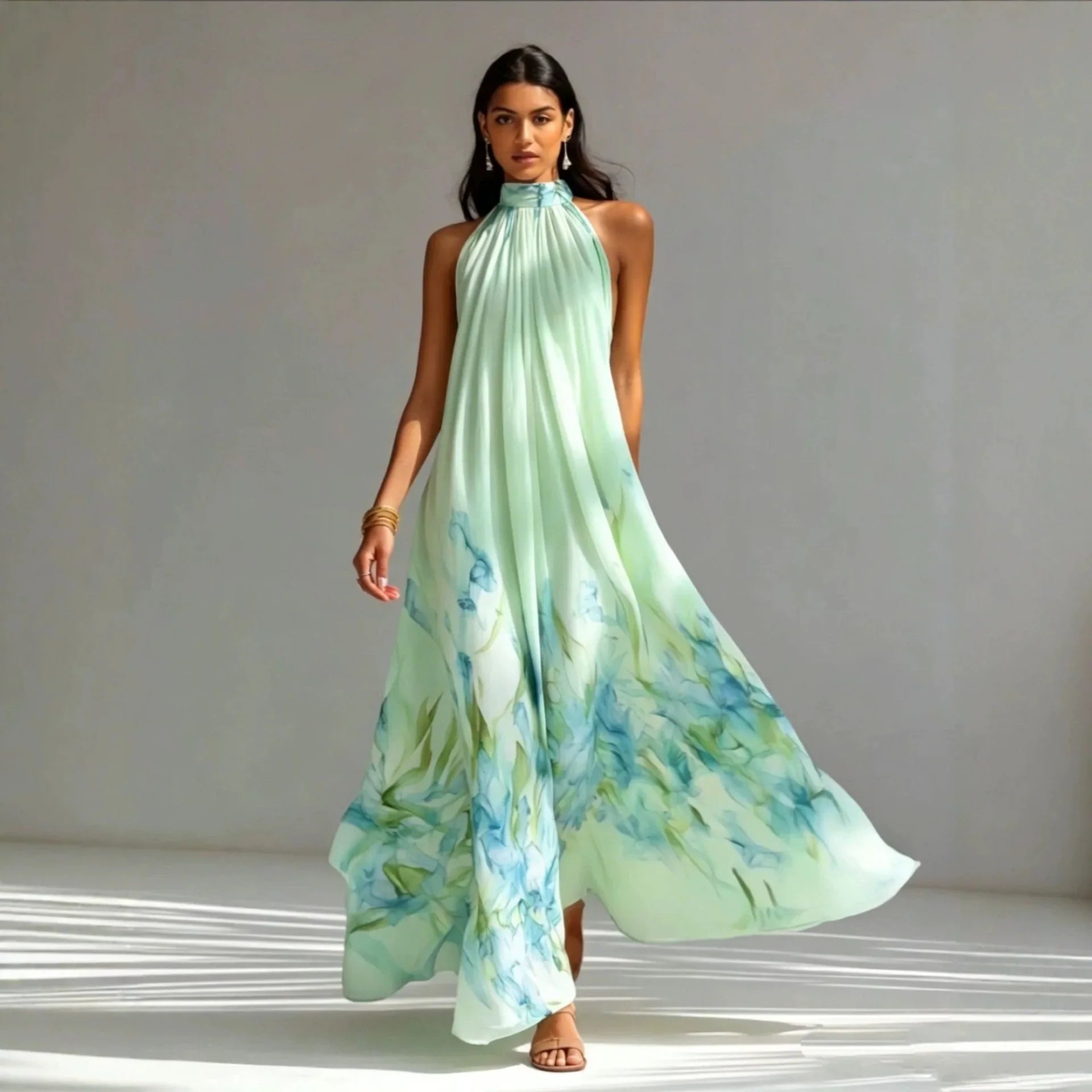 Maecey Printed Halter Maxi Dress
