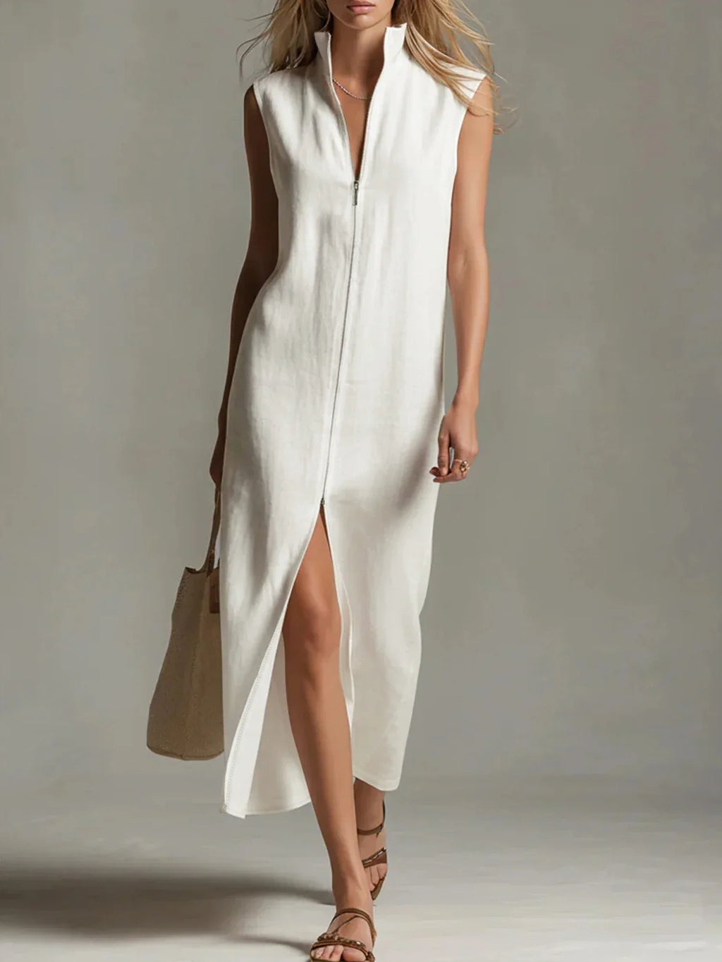 Amya Zip Front Maxi Dress