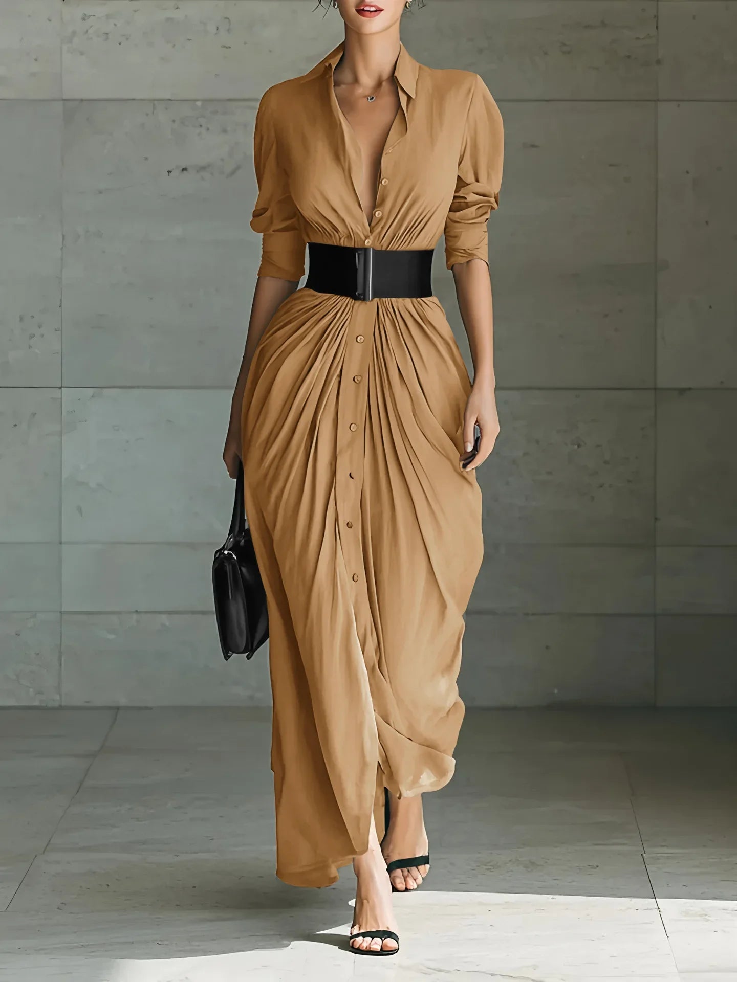 Jasmine Flowy Long Shirt Dress