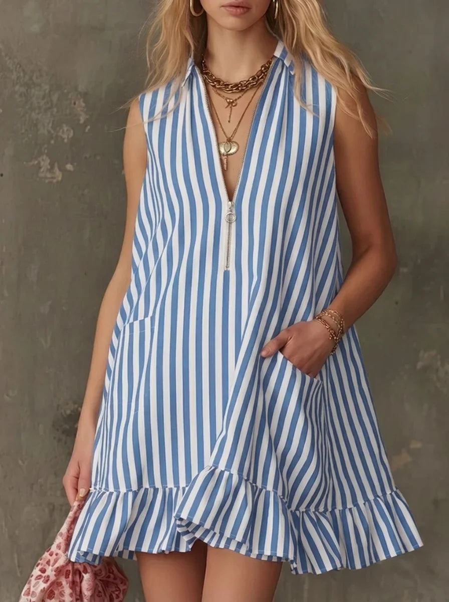 Audrey Striped Pocket Mini Dress
