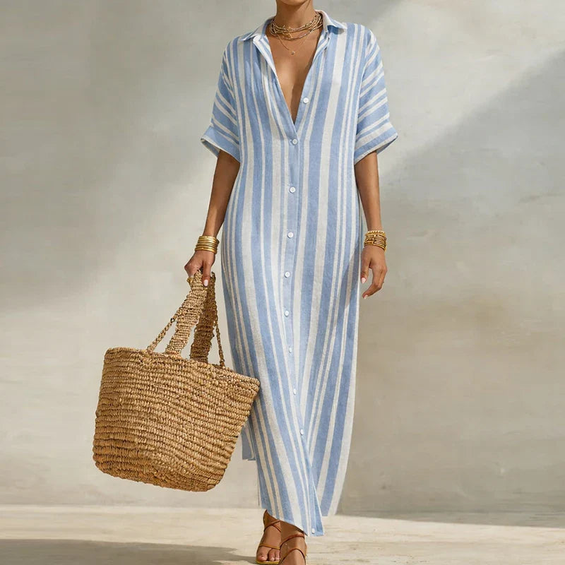 Olivia Linen Long Shirt Dress