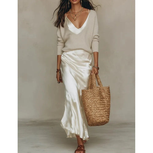 Valencia Knit & Satin Skirt Set