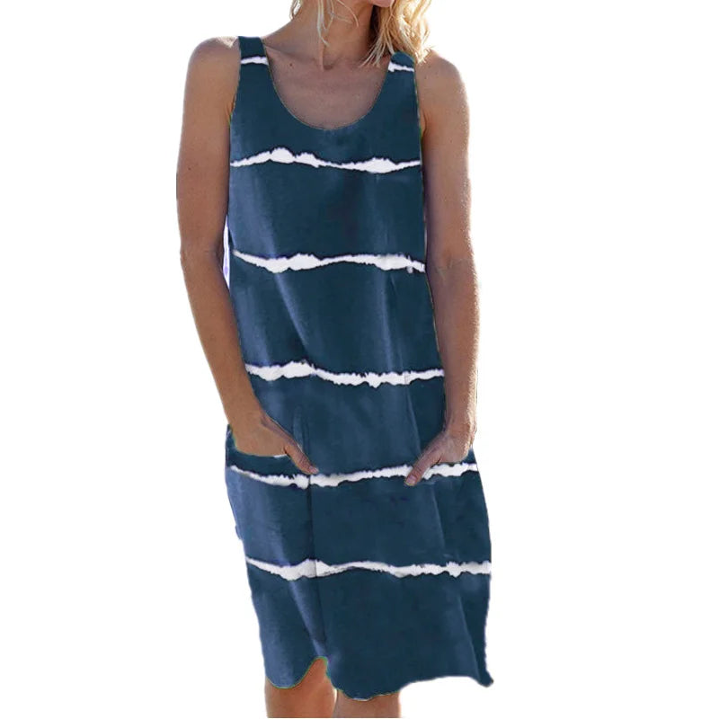 Avery Striped Tank Midi Dress