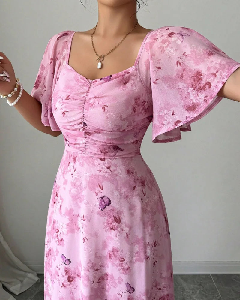 Aliyah Puff Sleeve Midi Dress