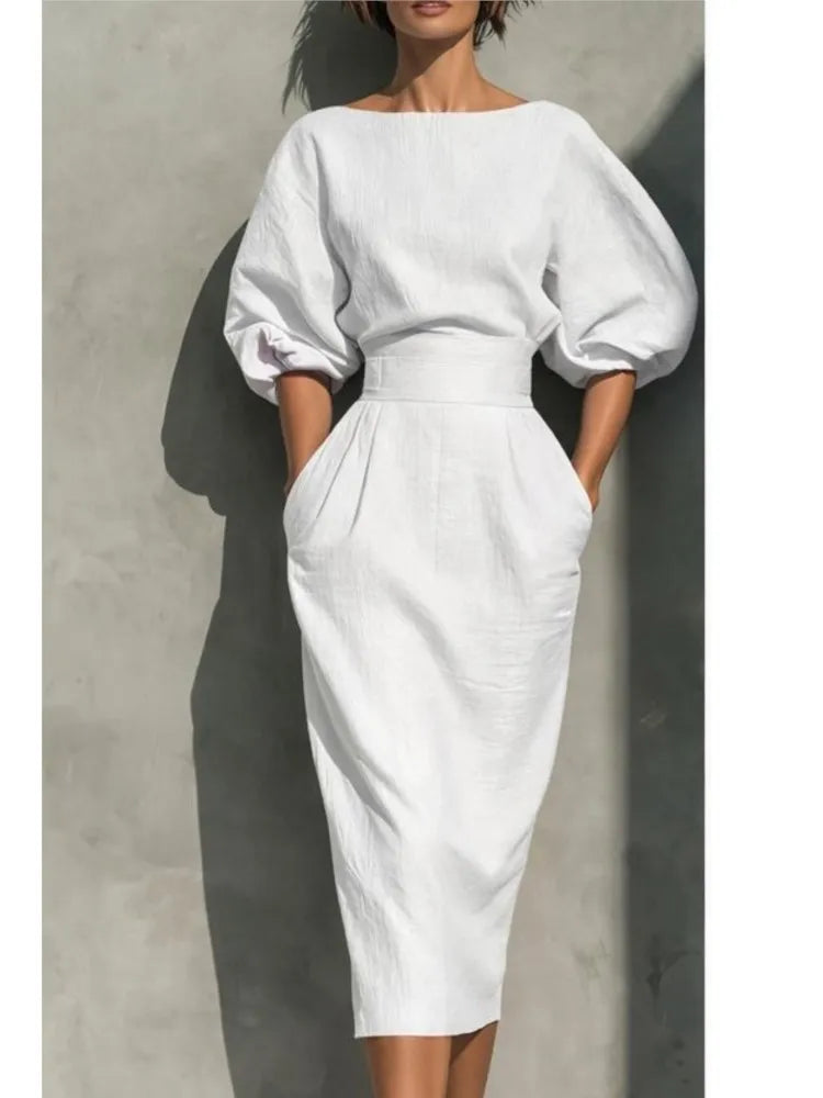 Bailey Elegant Linen Midi Dress