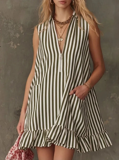 Audrey Striped Pocket Mini Dress