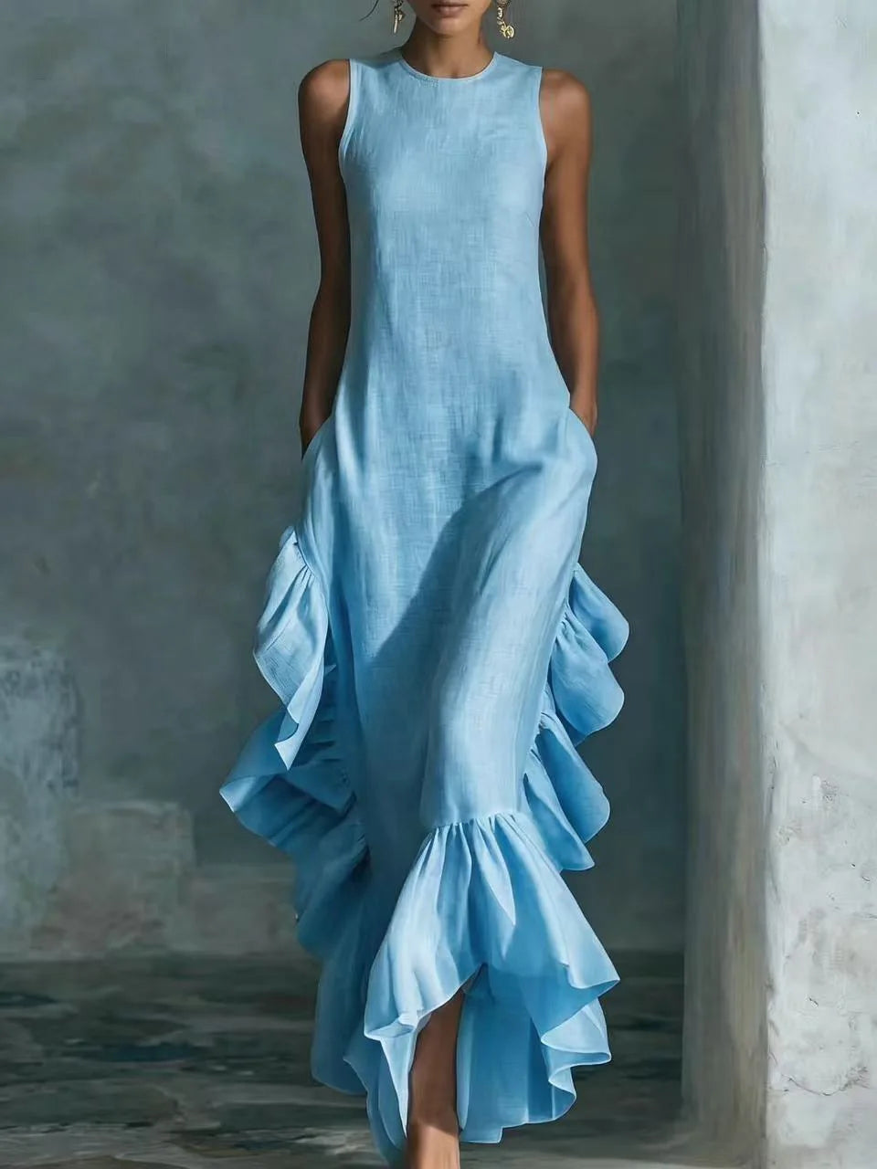 Aya Flowy Ruffle Maxi Dress