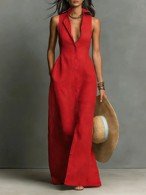 Valeria Elegant Lapel Shirt Dress