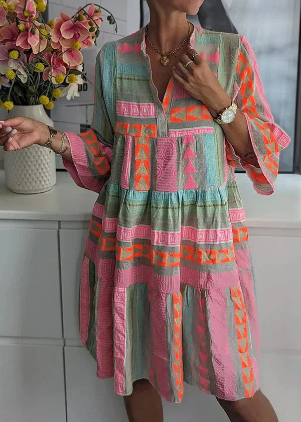 Pamela Elegant V-Neck Summer Dress