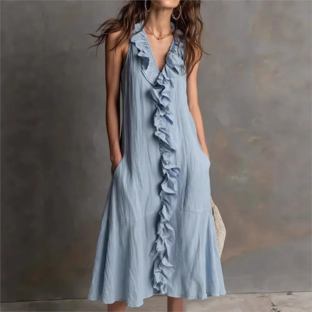 Elodie Ruffle Hem Midi Dress