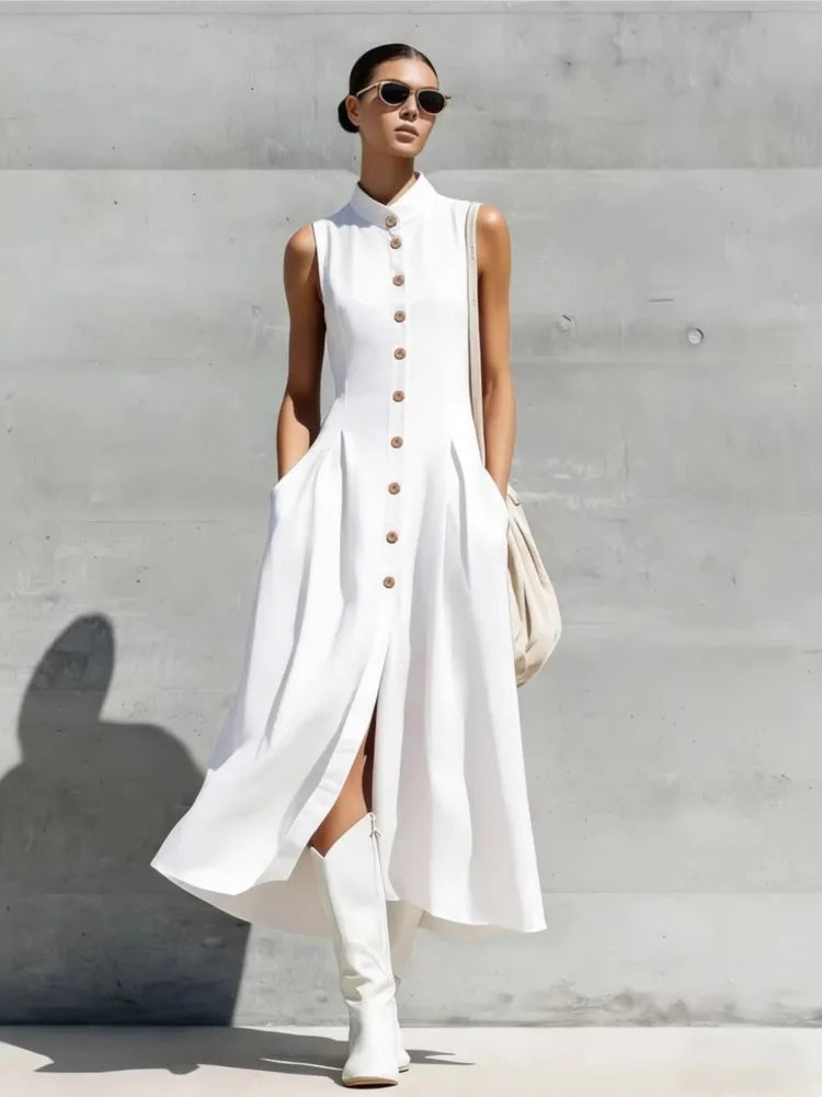 Rosalie Flowy Button Midi Dress