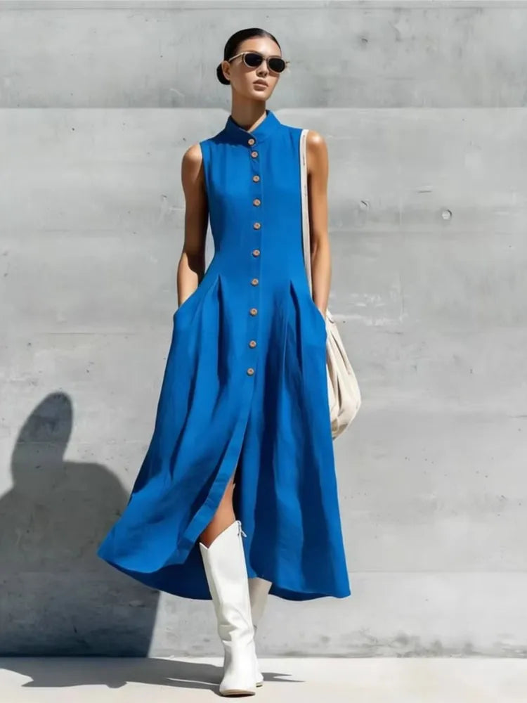 Rosalie Flowy Button Midi Dress