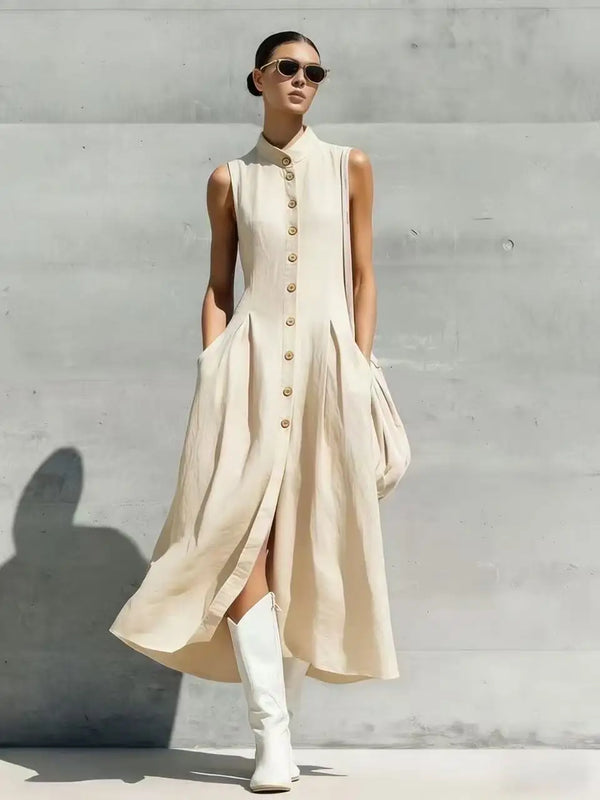 Rosalie Flowy Button Midi Dress