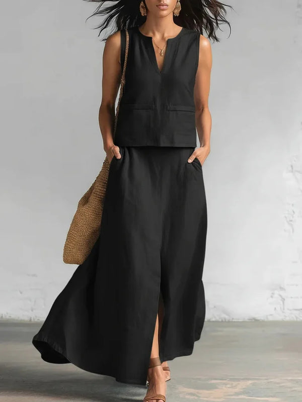 Sadie Flowy Linen Skirt Set