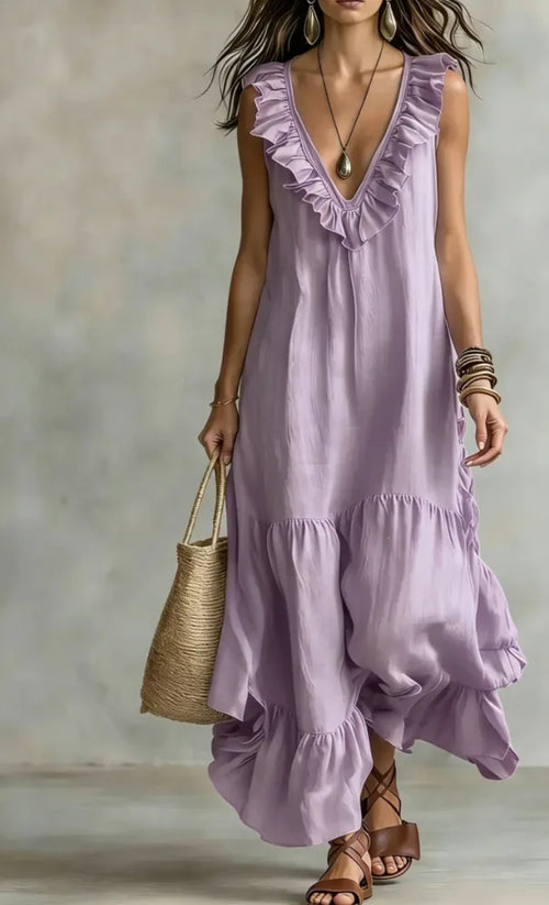 Allison Ruffle Sleeveless Maxi Dress