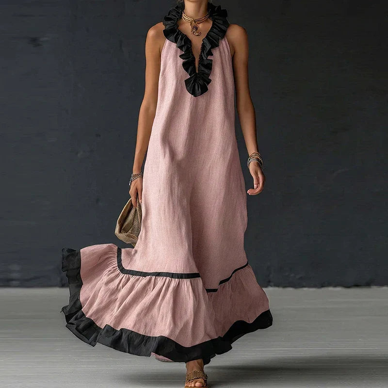 Macy Ruffle Trim Maxi Dress