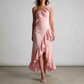 Orvessa One Shoulder Flowy Midi Dress