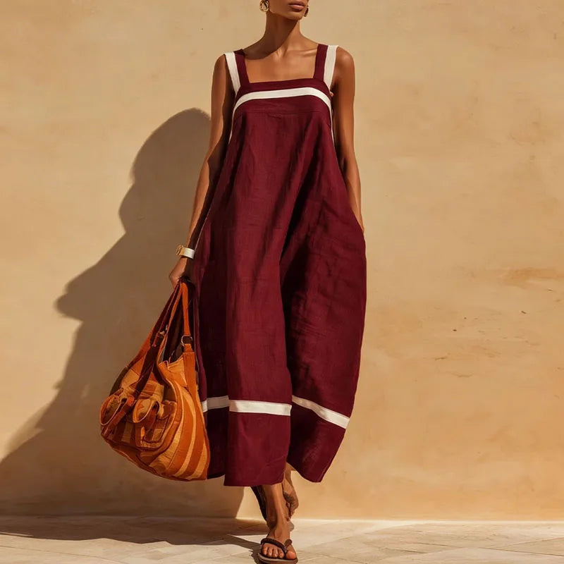 Cherry Color Block Maxi Dress