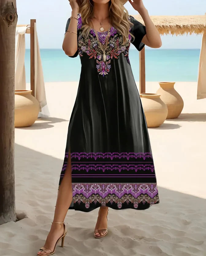 Genevieve Embroidered Boho Maxi Dress