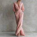 Elowen V Neck Wrap Waist Long Dress