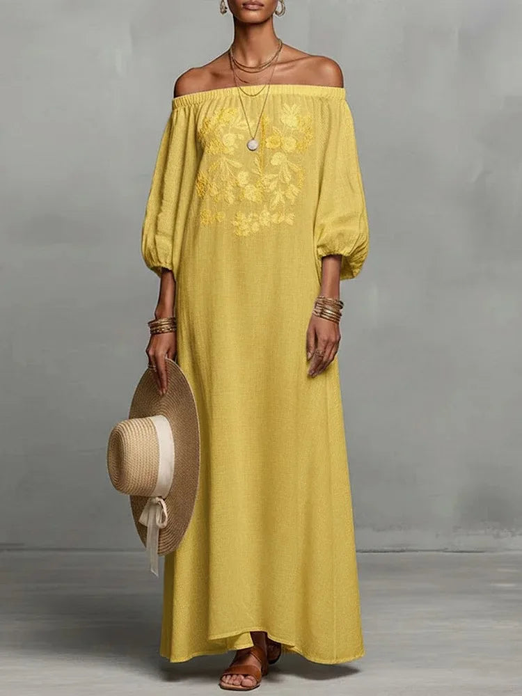 Etta Flowy Off Shoulder Maxi Dress