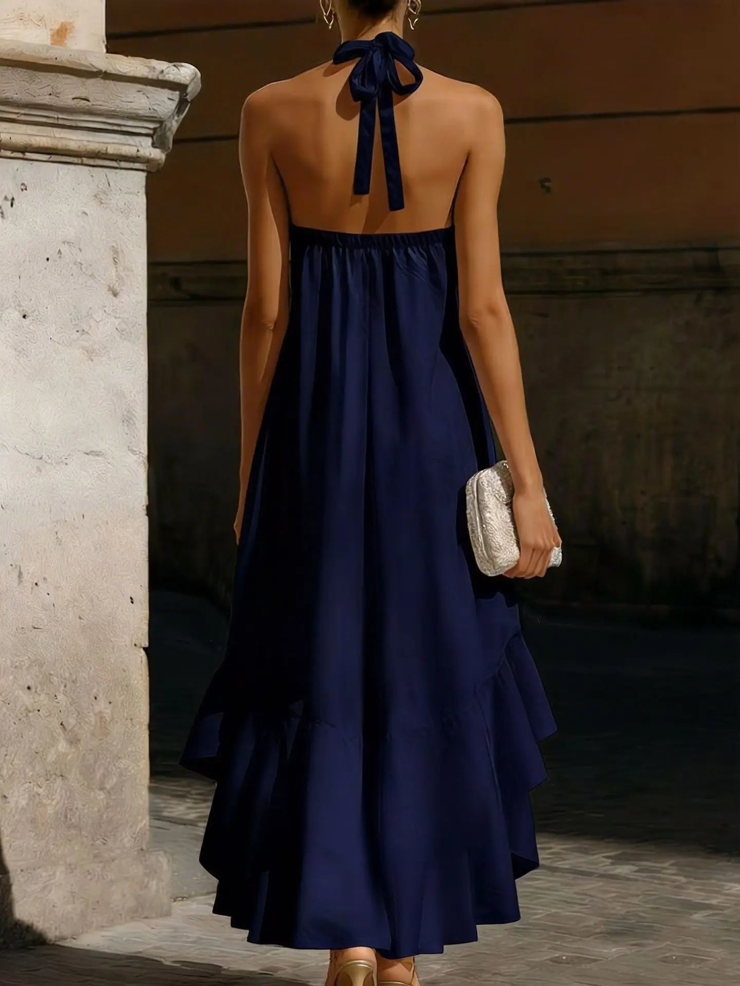 Nayeli Flowing Halter Midi Dress