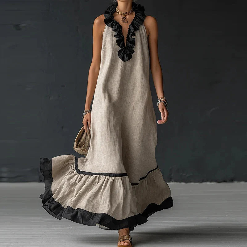 Macy Ruffle Trim Maxi Dress
