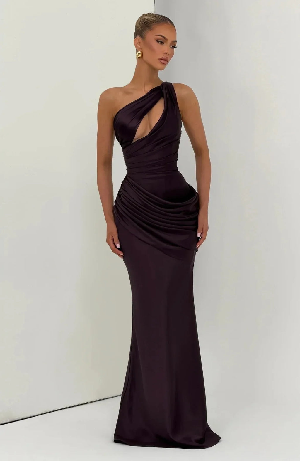 Laura Ruched Satin Wedding Guest Dress