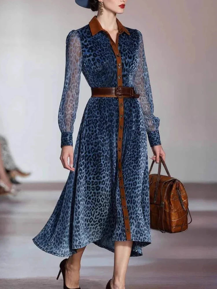 Harriet Printed Mesh Midi Dress