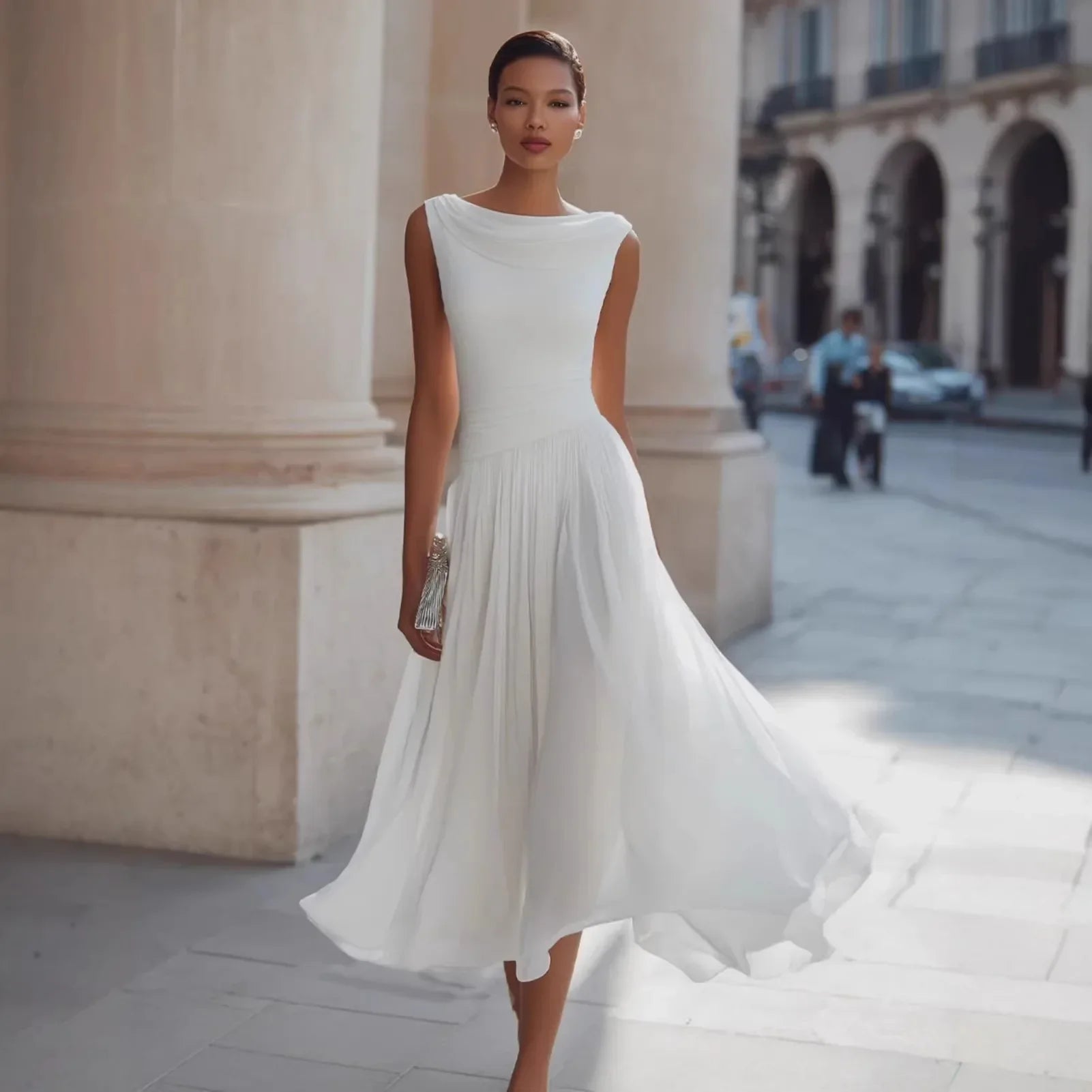 Holly Flowing Pleated Midi Dress