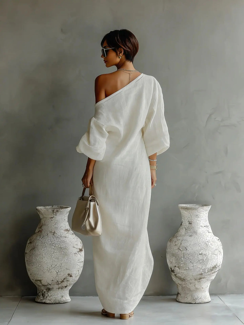 Daisy Linen One Shoulder Dress