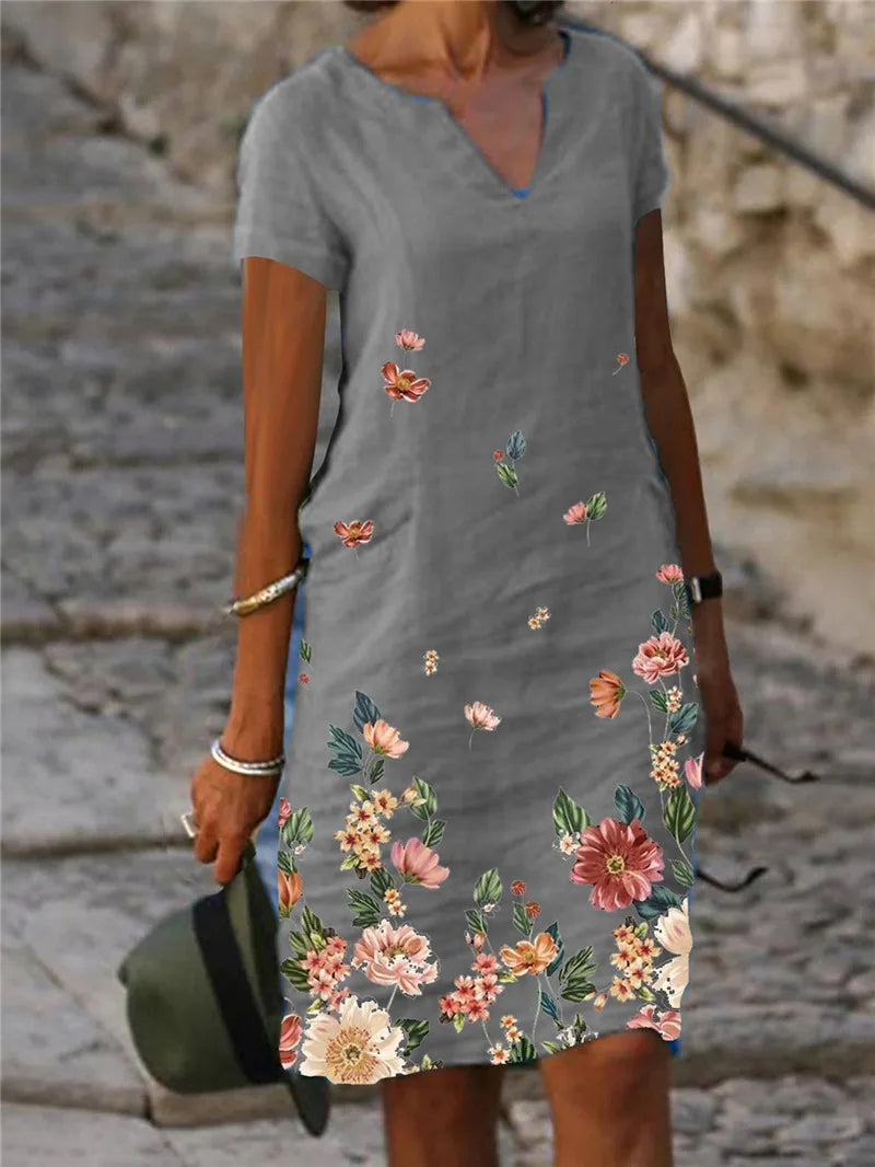 Christina Floral V Neck Mini Dress