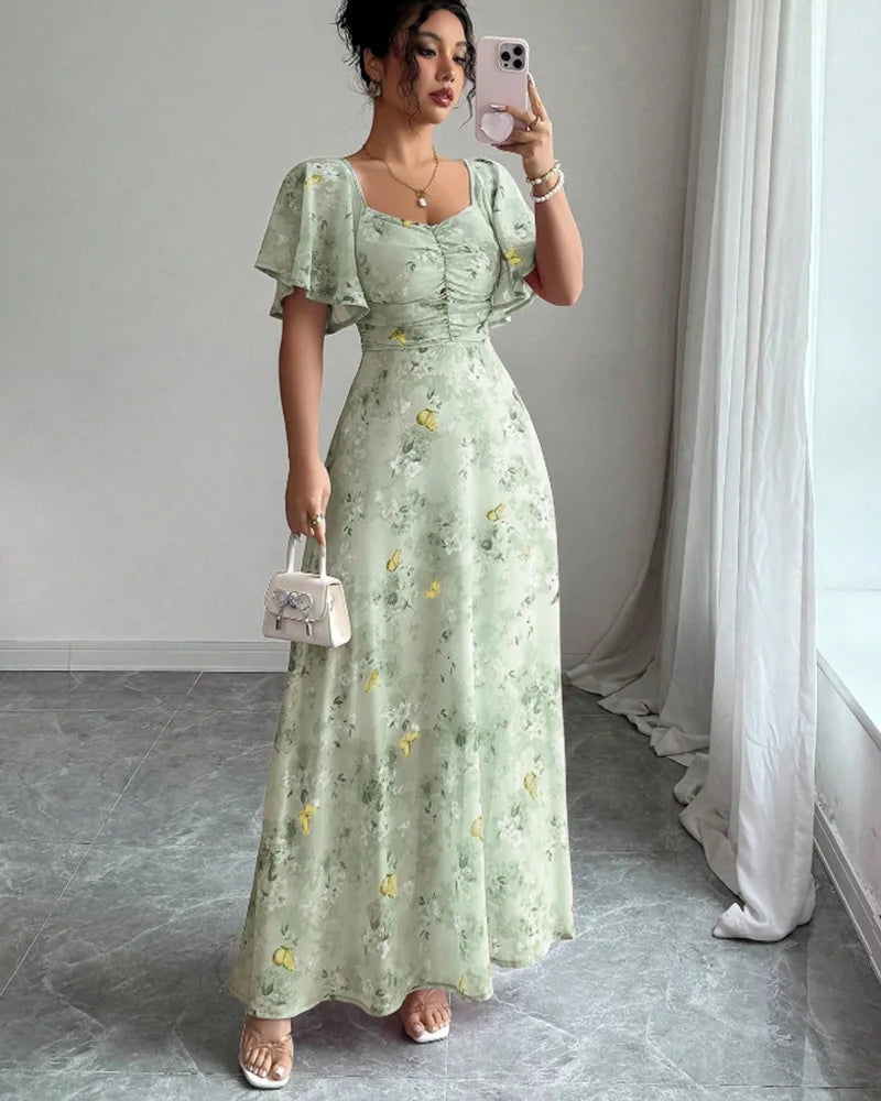 Aliyah Puff Sleeve Midi Dress