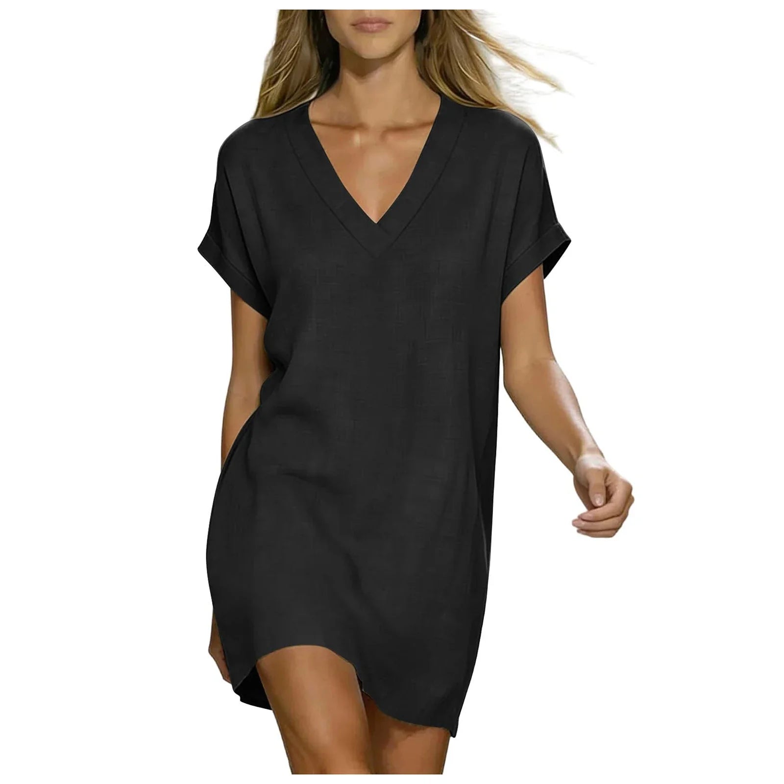 Lana V Neck Linen Shirt Dress